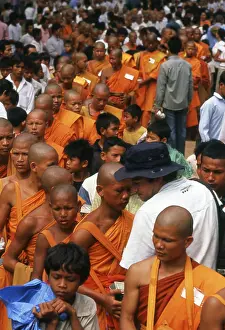 Angkor Thom is located one mile north of Angkor Wat
