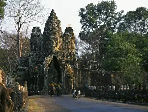 Angkor Thom is located one mile north of Angkor Wat