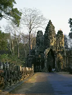 Angkor Thom is located one mile north of Angkor Wat