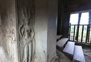 Angkor Wat, bas-relief in temple detail Cambodia
