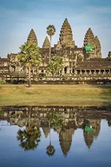 Angkor Wat temple reflection in water