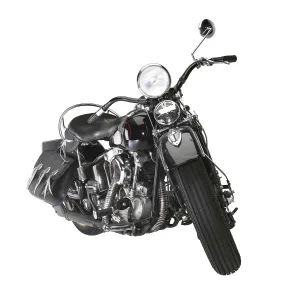 Framed Print : Angle shot of a vintage motorbike in white back