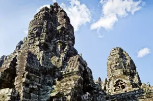 Ankgor wat famous buddhist old landmark temple ruins detail near siem reap cambodia