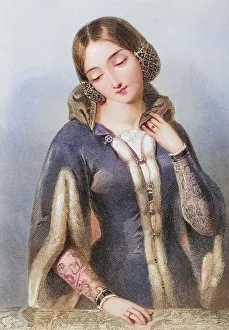 Anne of Bohemia, 1366-1394, Queen of King Richard II of England Engraved by W