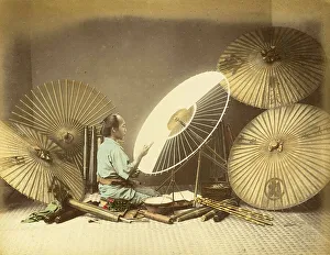 Antique Japan, making parasols