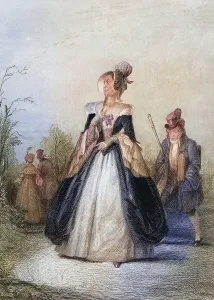 The antique lady walking on Sunday afternoon