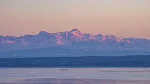 The Appenzell Alps, illuminated by the setting sun with the 2502 meter high Santis