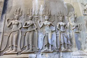 Apsaras half-human, half-divine woman of Hinduism and Buddhism at Angkor Wat in Cambodia