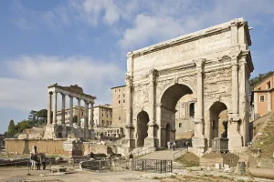 Arch of Septimius Severus in front of the Temple of Saturn