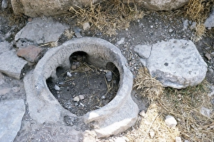 Archaeological excavation site Ruins of the ancient Greek city of Priene, Turkey, 1997 Detail of the stone water supply channels, Asia