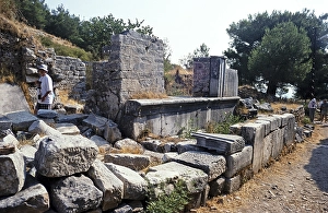 Archaeological excavation site ruins of the ancient Greek city of Priene, Turkey, 1997, Asia