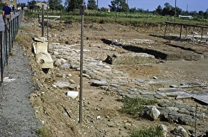 Archaeological excavation thought to be at Luni, Italy, Europe 1977 (slide number next after one of amphitheatre at Luni), Europe