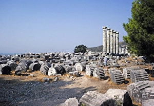 Archaeological site Ruins of the ancient Greek city of Priene, Turkey, 1997 Temple of Athena, Asia