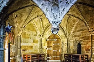 Architectural details inside Saint Vitus gothic Cathedral in Prague