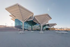 Architectural view of a modern transport interchange located in Valdebebas