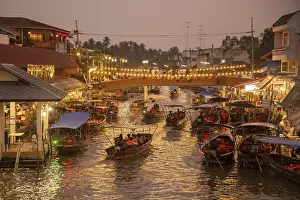 The architecture at the Floating Market at the Klong Chula of the Mae Klong River in the Town of Amphawa