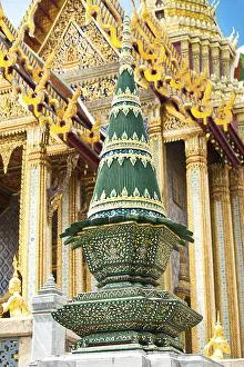 Architecture detail at Temple of Emerald Buddha (Wat Phra Kaew) complex in Grand Royal Palace
