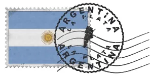 Argentina La Plata Stamp with National Flag and Postmark