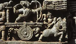 Arjuna in chariot in hoysalaswara temple