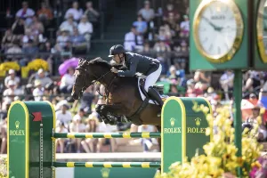 Armando Trapote of Spain and riding Tornado VS compete in the first round of the 1