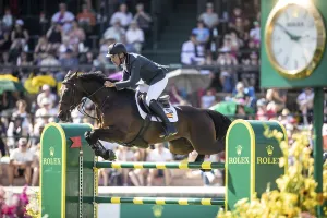 Armando Trapote of Spain and riding Tornado VS compete in the first round of the 1