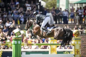Armando Trapote of Spain and riding Tornado VS compete in the first round of the 1