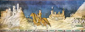 The army commander Guidoriccio da Fogliano rides to siege