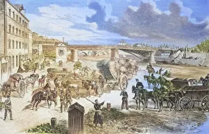 The army magazine and the blown up bridges in Pantoise near Paris