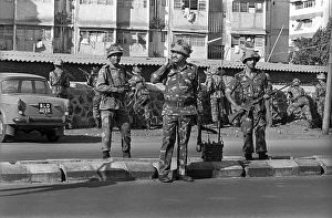 Army personnel & armed police deployed at Beharampada Bandra to prevent rioting after religious fundamentalists demolished the Babri Masjid in Ayodhya in Uttar Pradesh on 6/12/ 1992, The rioting continued till Jan1993 in Bombay Mumbai, Maharashtra