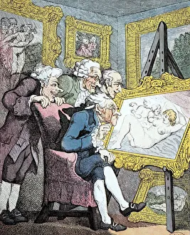 Art connoisseur, English caricature about the lust of men by Thomas Rowlandson