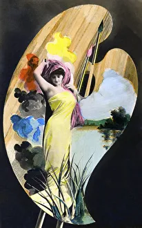 Art, female figure on a painter's palette