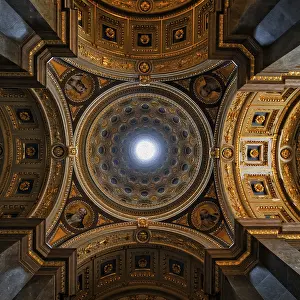 Artfully decorated vault, dome with window