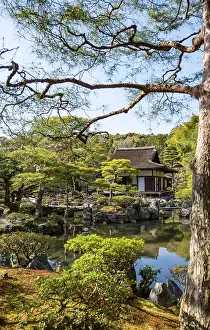 Artfully designed Japanese garden with pond with Togudo in Jisho-ji or Ginkaku-ji