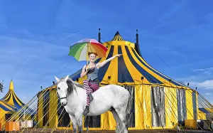 Artist on a white horse