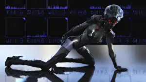 Artistic 3D illustration of a science fiction scene