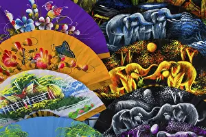 Category Buddhism Prints: Asian pattern fan, fabric, fabric pattern