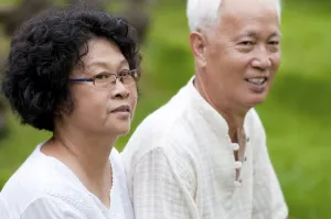 Asian senior couple at outdoor