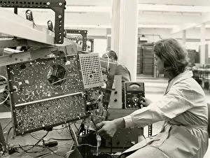 Assembly of televisions, historical photograph