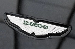 Aston Martin logo on the hood, British car brand for sports cars