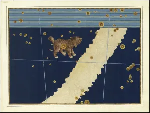 Astronomy. The Celestial Atlas, the Uranometria, Ptolemaic constellations, by Johann Bayer (1572 - 7 March 1625), German astronomer, Canis Minor, Small Dog, constellation north of the celestial equator