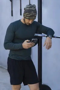 Athlete wearing a camouflage beanie