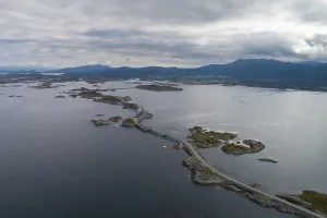 Atlantic Road in Norway at Summer Day. Aerial View