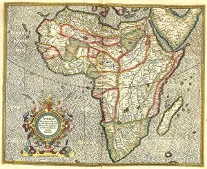 Atlas, map from 1623, Africa, digitally restored reproduction from an engraving by Gerhard Mercator