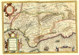 Atlas, map from 1623, Andalusia