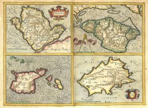 Atlas, map from 1623, Anglesey Island in Wales