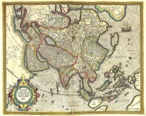 Atlas, map from 1623, Asia with India