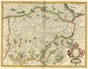 Atlas, map from 1623, Bavaria, Germany