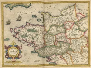 Atlas, map from 1623, Brittany and Normandy