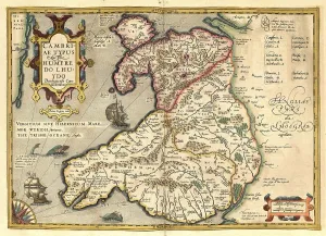 Atlas, map from 1623, Cambriae Typus