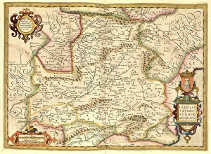 Atlas, map from 1623, Castile, Spain